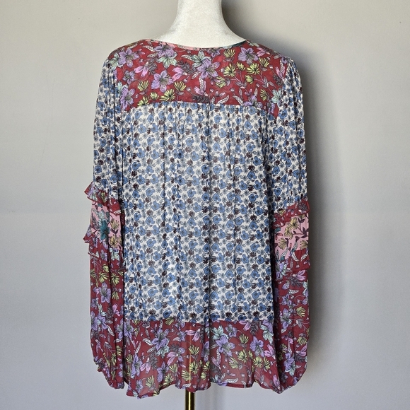 Jade By Johnny Was Rashida Mix Print Peasant Top - Picture 3 of 11